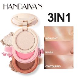 Contouring Highlight Blush 3 In 1 Allinone Palette Face Brightening Matte Eye Shadow 240510