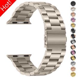 Watch Bands Stainless steel strip for Apple Ultra 2-band 49mm 40mm 44mm 42mm 41mm 45mm I-series 9 8 7 SE 6 5 4-band Q240510