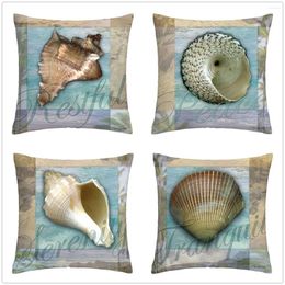 Pillow Beach Background Shell Conch Linen Pillowcase Sofa Cover Home Decoration Can Be Customized For You Fall Decor