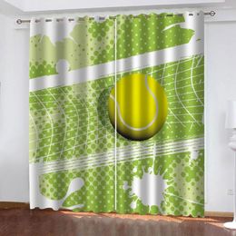 Curtain Sports Tennis Ball Children'S Style 3D 2 Pieces Boys Kid Window Blackout Living Room Bedroom Decor