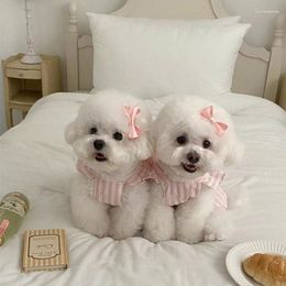 Dog Apparel Pink Striped Pet Princess Dress Teddy Summer Clothes Pomeranian Pullover Small Japanese