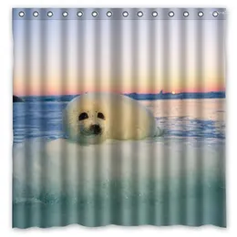 Shower Curtains 180x180cm Harp Seal Waterproof Fabric Bathroom Curtain Bath With 12pcs Hooks Rings