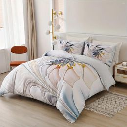 Bedding Sets Floral Duvet Cover Set 3D For Dorm Room Decor Abstract Flower Print Includes 1 And 2 Pillowcase