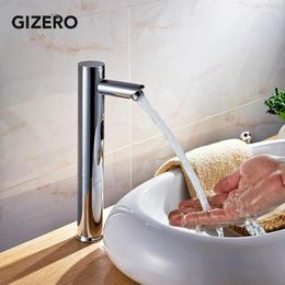 Bathroom Sink Faucets Contemporary Automatic Sensor Faucet Mixer Chrome Brass Touchless DC 6V/AC 220V Torneira Polished ZR1004