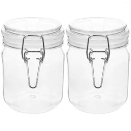 Storage Bottles 2 Pcs Airtight Honey Jar Glass Transparent Containers With Lid Coffee Beans Jam For Food