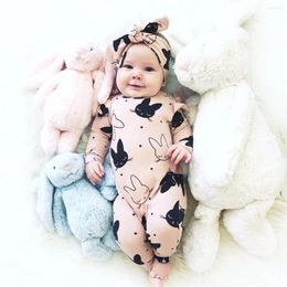 Clothing Sets Spring Autumn Born Infant Baby Girls Cotton Cute Long Sleeve Romper Jumpsuit With Headband 2pcs Outfit Clothes Set