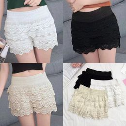 Women's Panties Lace Safety Pants Hollow Out Lace-up Shorts Polyester Anti-Emptied Beach Crochet Summer