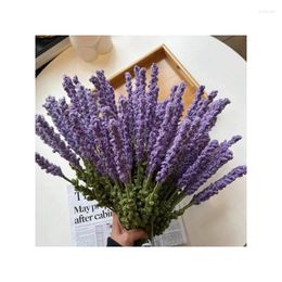 Decorative Flowers 1Pc Artificial Lavender Flower Knitted Wool Finished For Girlfriend Birthday Gift Wedding Party