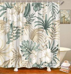Shower Curtains Tropical Plant Curtain Floral Watercolour Green Farm Banana Leaf Nordic Decor Bathroom Polyester Fabric Set