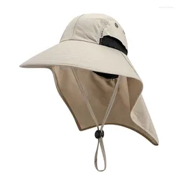 Berets Outdoor UV Neck Protection Fisherman Caps For Women Men Summer Wide Brim Sun Bucket Hats Male Anti Hiking Fishing Hat