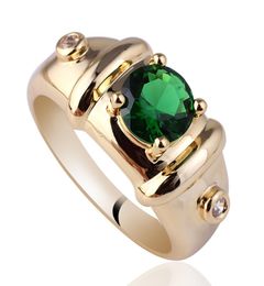 Royal Mens 7mm Round Green Emerald Gold Finish Sterling Silver Ring 925 MAN GFS Sz 10 11 12 R1152724756