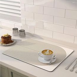 Table Mats Diatomite Mat Drain Pad Kitchen Rug Printed Dish Drainer Absorbent Coffee Non-slip Quick Drying Rugs Sink Draining