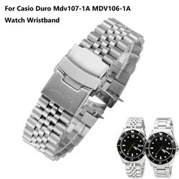 Watch Bands 3 Styles 22mm Diving Steel Metal Strap For Casio Duro Mdv107-1A MDV106-1A Wristband band Parts Q240510