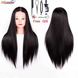 Mannequin Heads Alileader training head professional long fluffy hair shoulder makeup fake hairstyle Q240510
