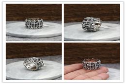 925 sterling silver vintage handmade crosses thick band rings with stones American Euro punk gothic designer antique silver luxury2003246