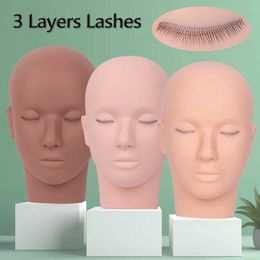 Mannequin Heads Grading eyelash extension training head 3-layer soft reality Practise human body model tools cosmetics products Q240510