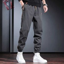Men's Pants 2024 Spring Elegant Fashion Harajuku Slim Fit Ropa Hombre Loose Full Match Casual Pants Button Pocket Cargo Pants Sports PantsL2405
