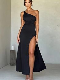 Casual Dresses Sexy One Shoulder Bandage Women Maxi Dress Backless High Slit Evening Female Summer Slim Elegant Party Clubwear