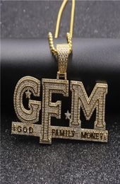 Hip Hop Iced Out Letter God Family Money Pendant Necklace Gold Silver Plated Mens Bling Jewelry Gift4366158