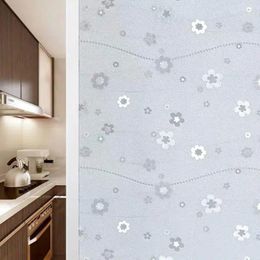 Window Stickers Decorative Film Privacy Wave Flower Static Cling Glass Sticker Frosted PVC Kitchen Bedroom Bathroom Decal Home Decor