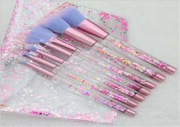 Glitter Makeup Brushes 7PcsSet Transparent Crystal Brush with PVC Pouch Glitter Crystal Makeup Brush Set DHL 2234239