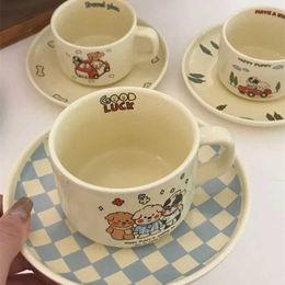 Cups Saucers Cute Dog Coffee Cup Saucer Set Underglaze Colour Ceramic Mug Afternoon Tea Cup Creative Tableware Water Cup and Saucers Gifts