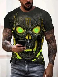 Men's T-Shirts 2023 Mens T-Shirt Fashion Casual Retro Death Skull 3D Printed Summer O-Neck Comfortable Top Camiseta Large T-Shirt Men 2Xs-6Xl T240506