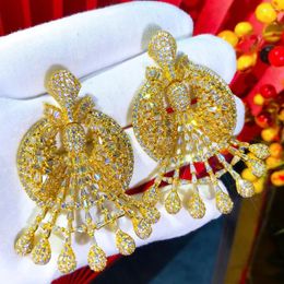 Dangle Earrings Kellybola Original Luxury Big Hollow Pendant For Women Wedding Party Shiny Jewellery Gift High Quality