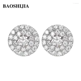 Stud Earrings BAOSHIJIA Solid 18k White Gold Luxury Natural Diamond For Women High Quality Brilliant Jewelry