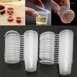 Baking Tools 30pcs/Set 30ml 50ml 100ml Disposable Plastic Takeaway Sauce Cup Containers Food Box With Hinged Lids Pigment Paint Reusable