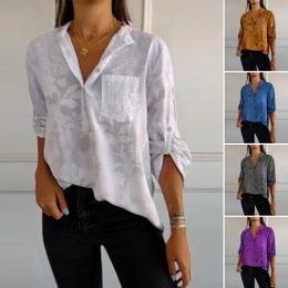 Women's Blouses Women Top Stylish Casual Shirt With Lapel Buttons Roll-up Sleeves For Work Travel Parties Comfy Chic Fashion Choice