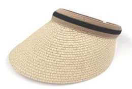 Fashion Summer Women Straw Empty Top Visor Beach Sun Hat UV Protection Wide Brim Outdoor Gift Simple Cap Adjustable3269893