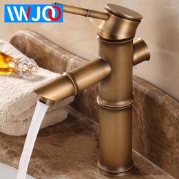 Bathroom Sink Faucets Faucet Brass Basin Retro Luxury Tap Tall Bamboo Cold Water With Two Pipes Kitchen Garden Mixer Taps