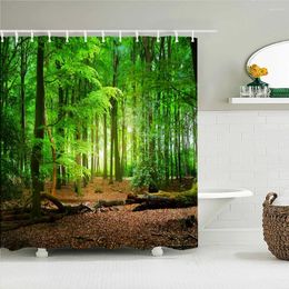 Shower Curtains Nature Landscape Forest 3D Printed Curtain Waterproof Fabric Bathroom Polyester Trees Bathtub Screen Home Decor