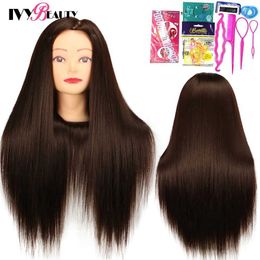 Mannequin Heads Female Makeup Head Doll Hair Barber 65cm Education Training Stand Q240510