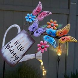 Decorative Plates Led Watering Can Fairy Lamp Garden Decoration Lighting Butterfly Battery Powered For Yard