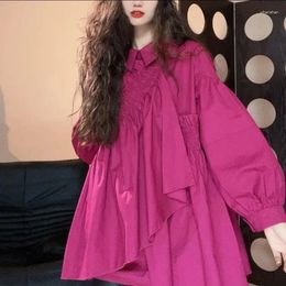 Women's Blouses Korejepo Spring Design Shirts Solid Colour Korean Long Sleeved Shirt Women Loose Skin Covering Irregular Doll Casual Tops