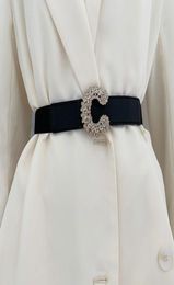 Belts For Women Luxury Designer Brand Elastic Belt Lady Decorative Dress C Type Rhinestone Drill Buckle Waist Sealing Sash9206907