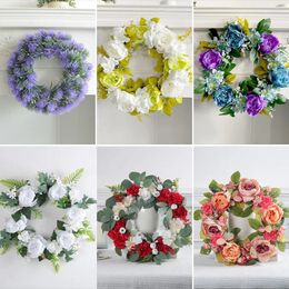 Decorative Flowers Multiple Deadwood Wreath Hanging Decorations Holiday Peony Simulation Rattan Door Wall