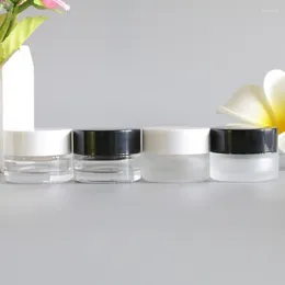 Storage Bottles 5G Empty Glass Clear Face Cream Containers Sample Travel Facial Black Mask Shampoo Liquid Lotion Cosmetic Jars Pot 12pcs/lot