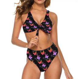 Women's Swimwear Butterfly Print Bikini Swimsuit Pink And Purple Sexy Stylish Set Women Bath Feminine Bikinis Gift Idea