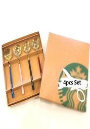 4pcs Set Gift Box Package s Spoon Stainless Steel Coffee Milk Small Round Dessert Mixing Fruit Spoons Factory Supply1690848