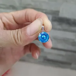 Loose Diamonds Aquamarine Zircon Round Cut 925 Silver Pendant 10mm