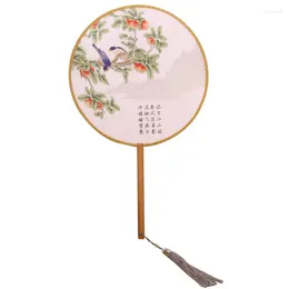 Decorative Figurines Vintage Round Silk Hand Fan Chinese Style Portable Lady For Wedding Dance