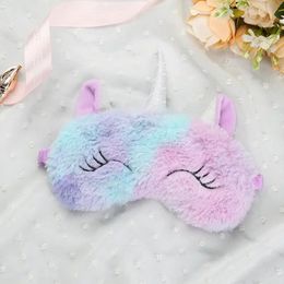 Cartoon Unicorn Silk Eye Mask Variety Sleeping Mask Eyeshade Relax Mask Plush Eye Shade Cover for Travel Home Party Gifts