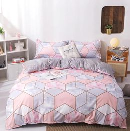 Bedding Sets Set 5 Size Green Leaf Duvet Cover Korean Bed Sheet Pillowcase Pink Linen