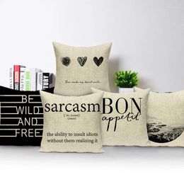 Pillow Motto Letters Printed Home Decor Covers Polyester Black White Cover Sofa Bed Car Decorative Case