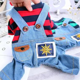 Dog Apparel Stripe Jumpsuit For Small Dogs Summer Spring Four Legs Jacket S XL Pet Costumes Suit Girl Boy Cat Red Black Accessories