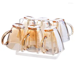 Mugs Handle Glass Set Home Hospitality Tea Cup Drinking Water Heat-resistant Breakfast High-temperature Mug Beer