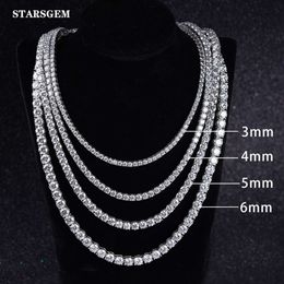 Wholesale Price Starsgem DEF Round Brilliant Cut Moissanite Diamond Full Setting S Sier Tennis Necklace